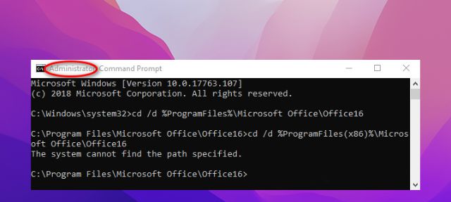 Crack office bằng Command Prompt