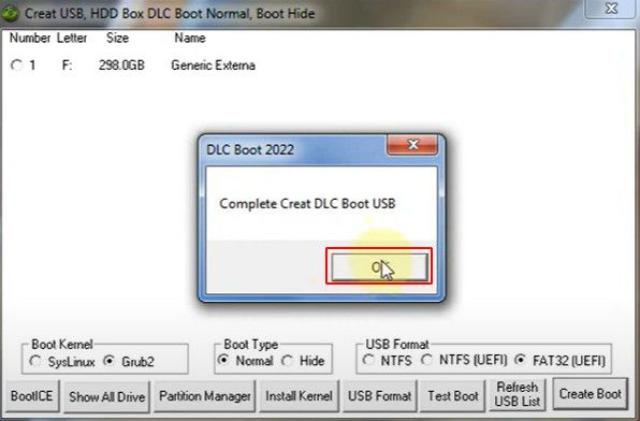 Bước 6: Hoàn tất tạo USB Boot